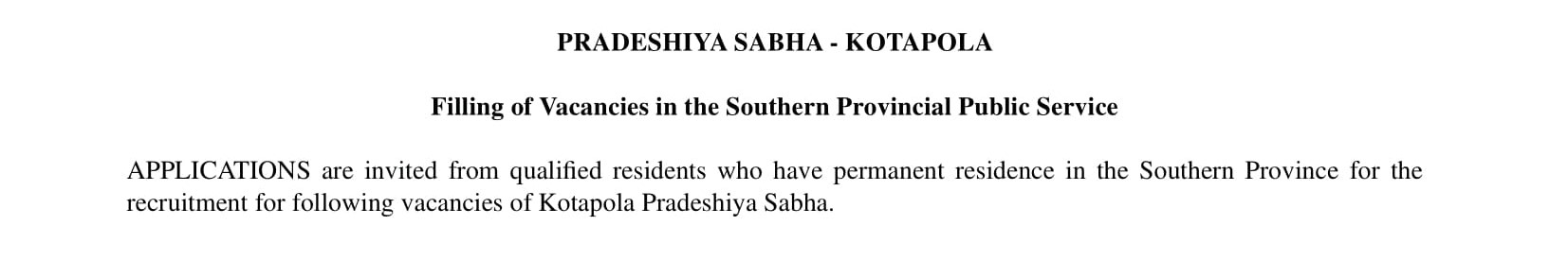 Ayurvedic Dispenser, Heavy Equipment Machine Operator, Health Labourer - Kotapola Pradeshiya Sabha