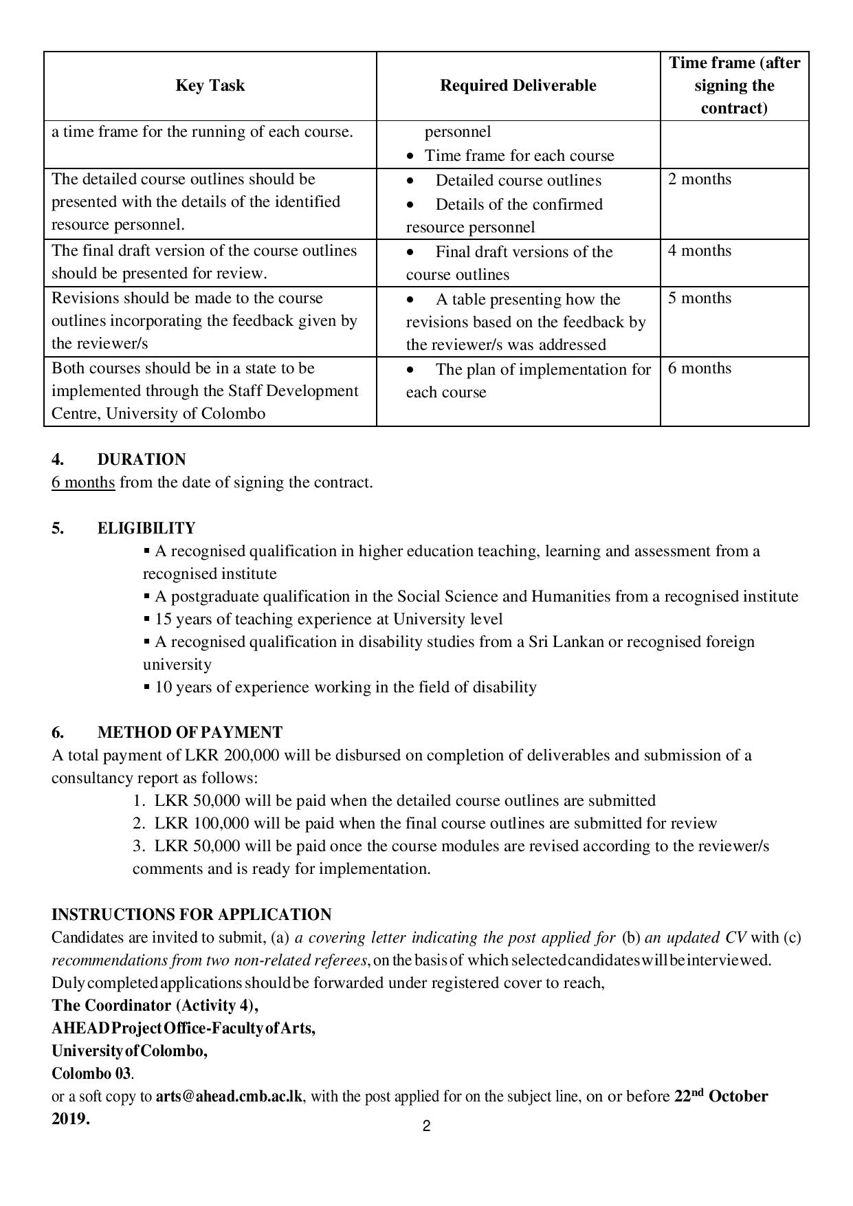 Consultant - University of Colombo