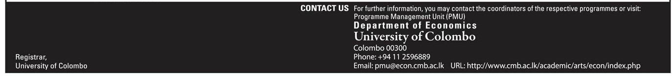 Study Programmes in Economics - Department of Economics - University of Colombo