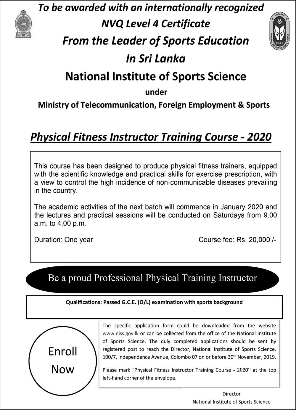 Physical Fitness Instructor Training Course - National Institute of Sports Science