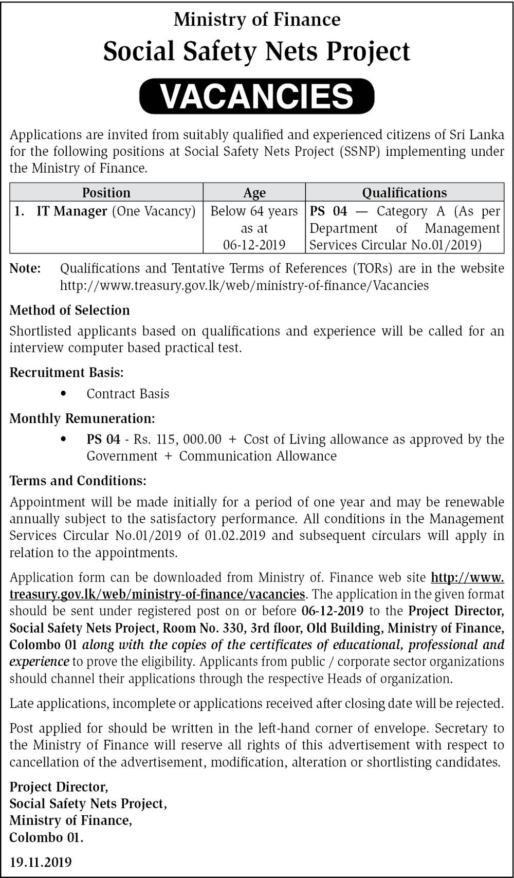 IT Manager - Ministry of Finance