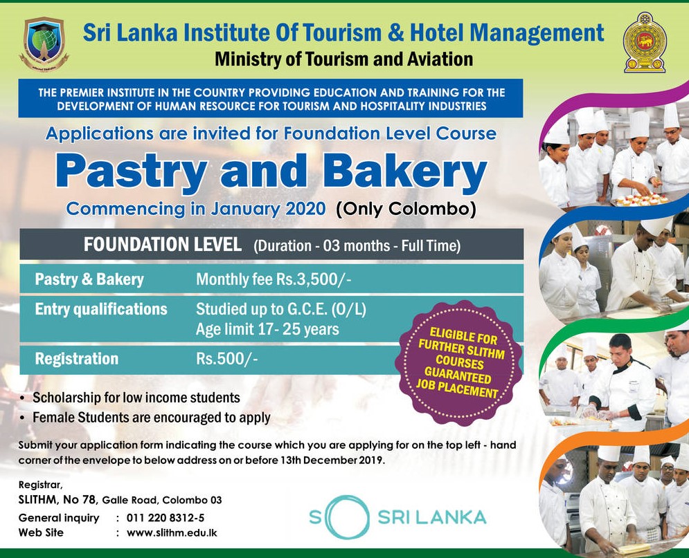 Pastry & Bakery Foundation Level Course - Sri Lanka Institute of Tourism & Hotel Management