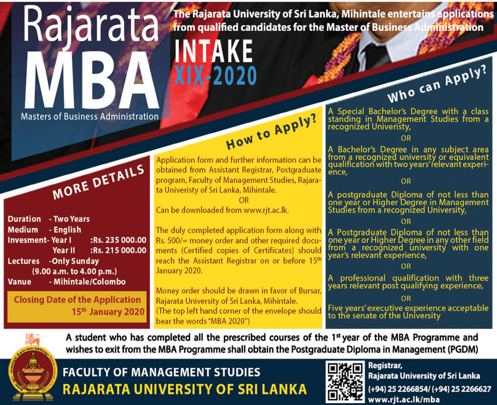 MBA - Rajarata University of Sri Lanka