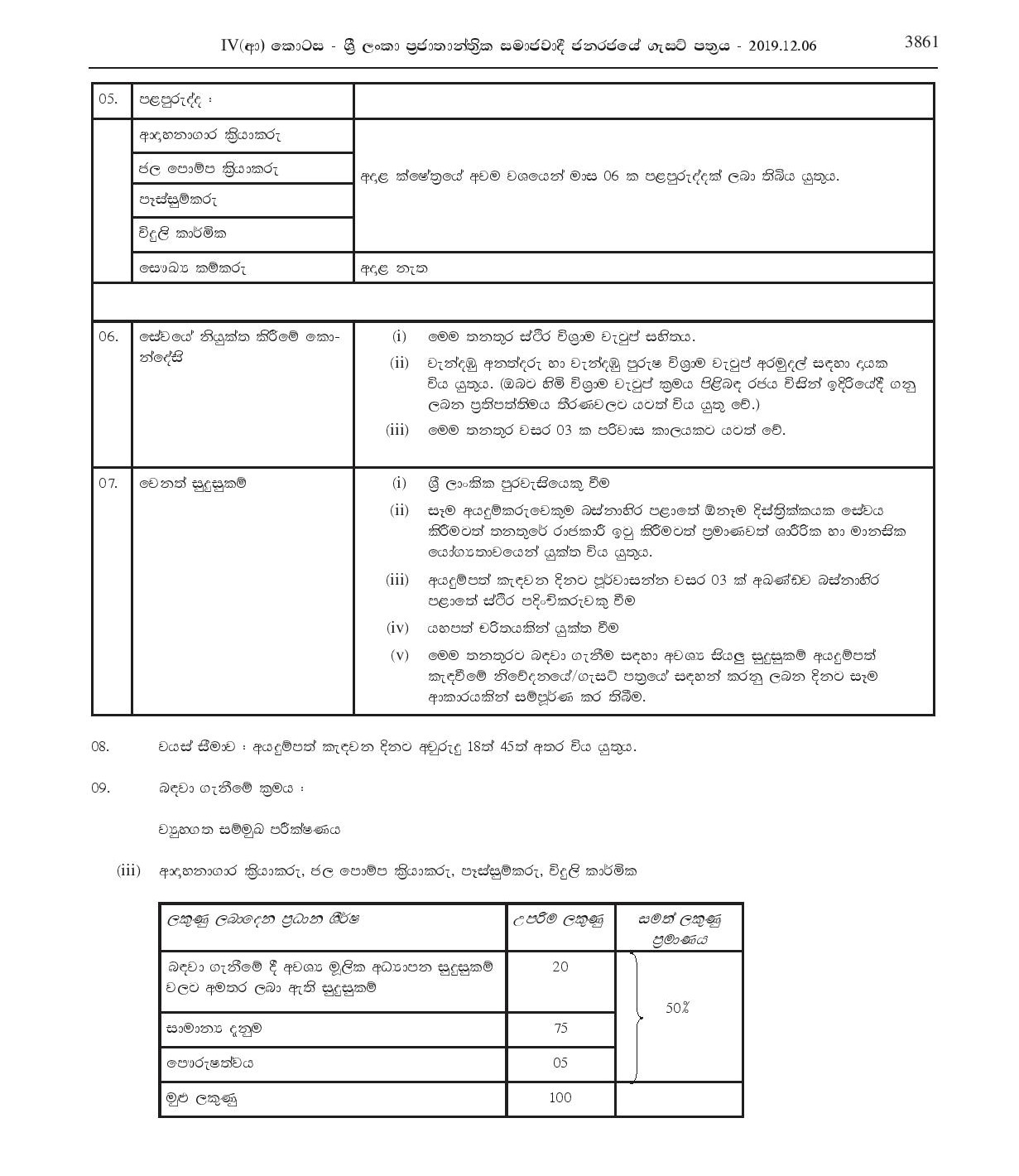 Health Labourer, Electrician, Welder, Water Pump Operator, Crematorium Operator - Maharagama Urban Council