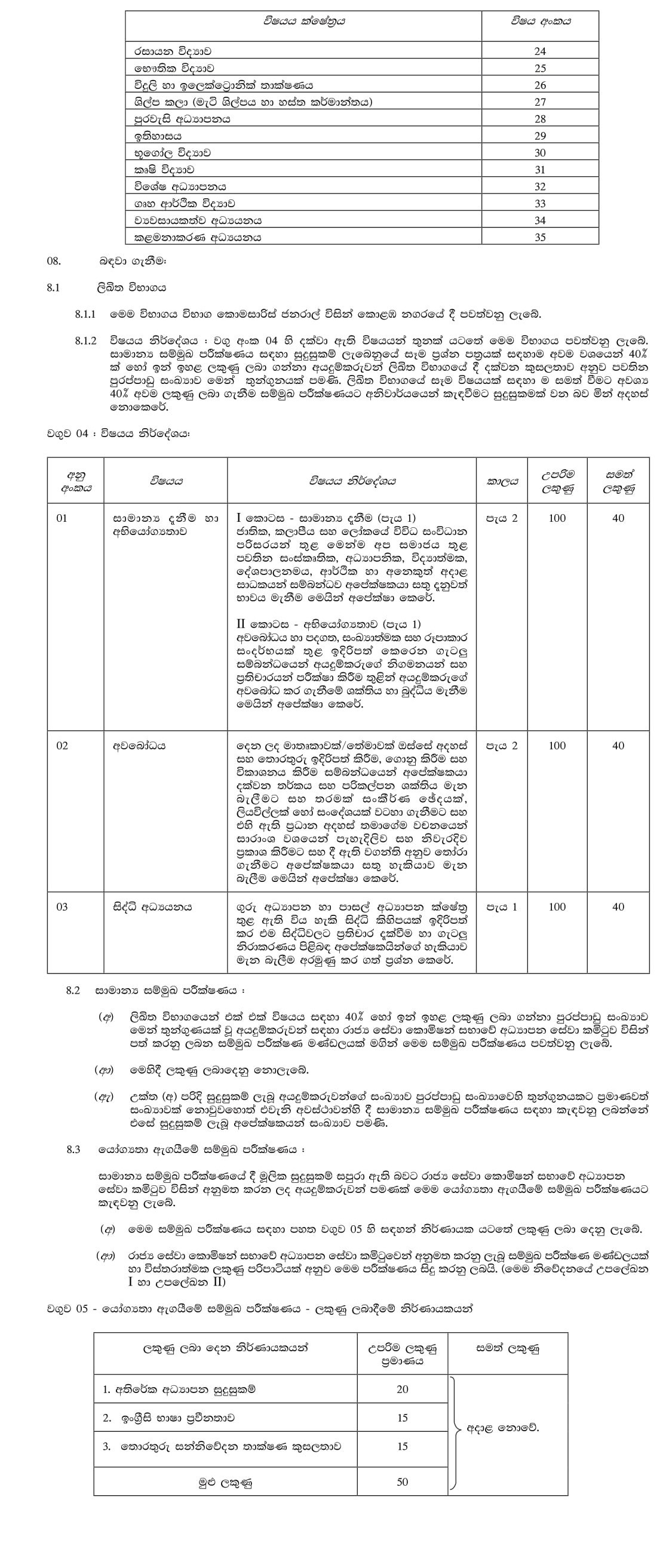 Open Competitive Examination for Recruitment to Grade III of the Sri Lanka Teacher Educators' Service 2019 (2020) -Ministry of Education