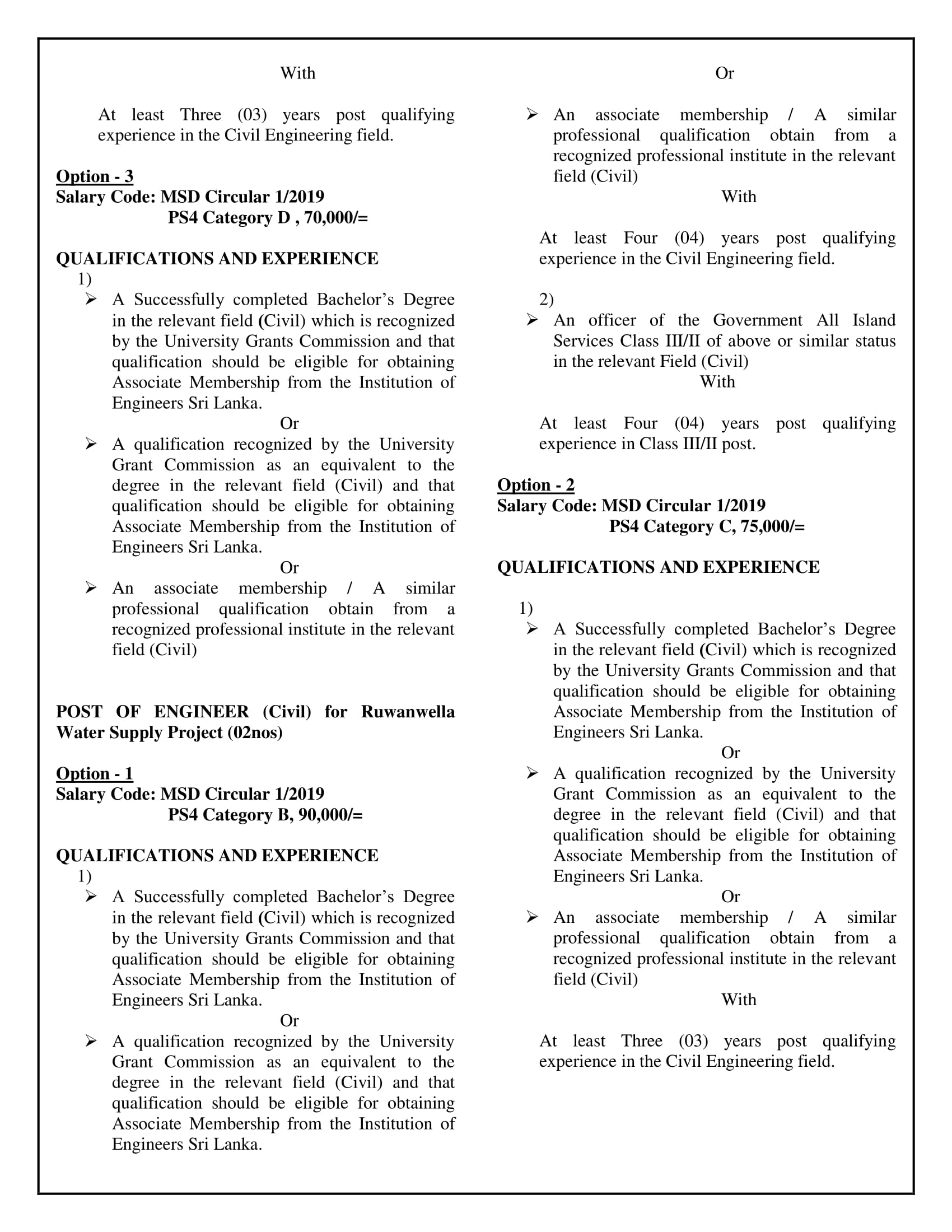 Engineer (Civil), Engineering Assistant (Civil) - National Water Supply and Drainage Board