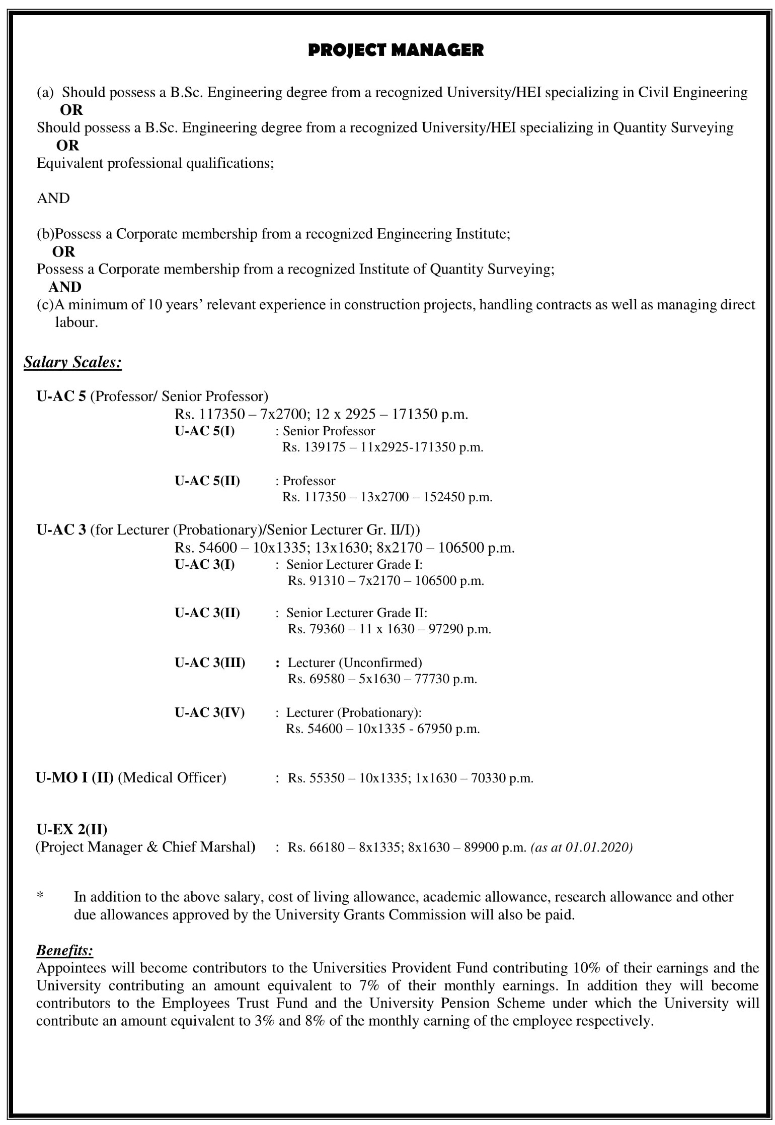 Lecturer, Senior Lecturer, Professor, Medical Officer, Chief Marshal, Project Manager - Wayamba University of Sri Lanka