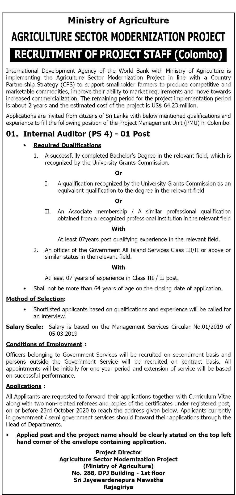 Internal Auditor - Ministry of Agriculture