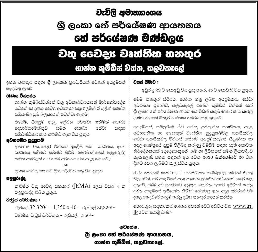 Estate Medical Practitioner - Tea Research Institute of Sri Lanka