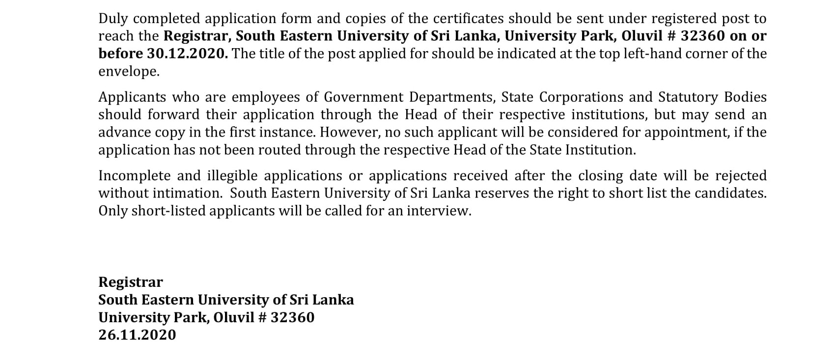 Director/Physical Education - South Eastern University of Sri Lanka 