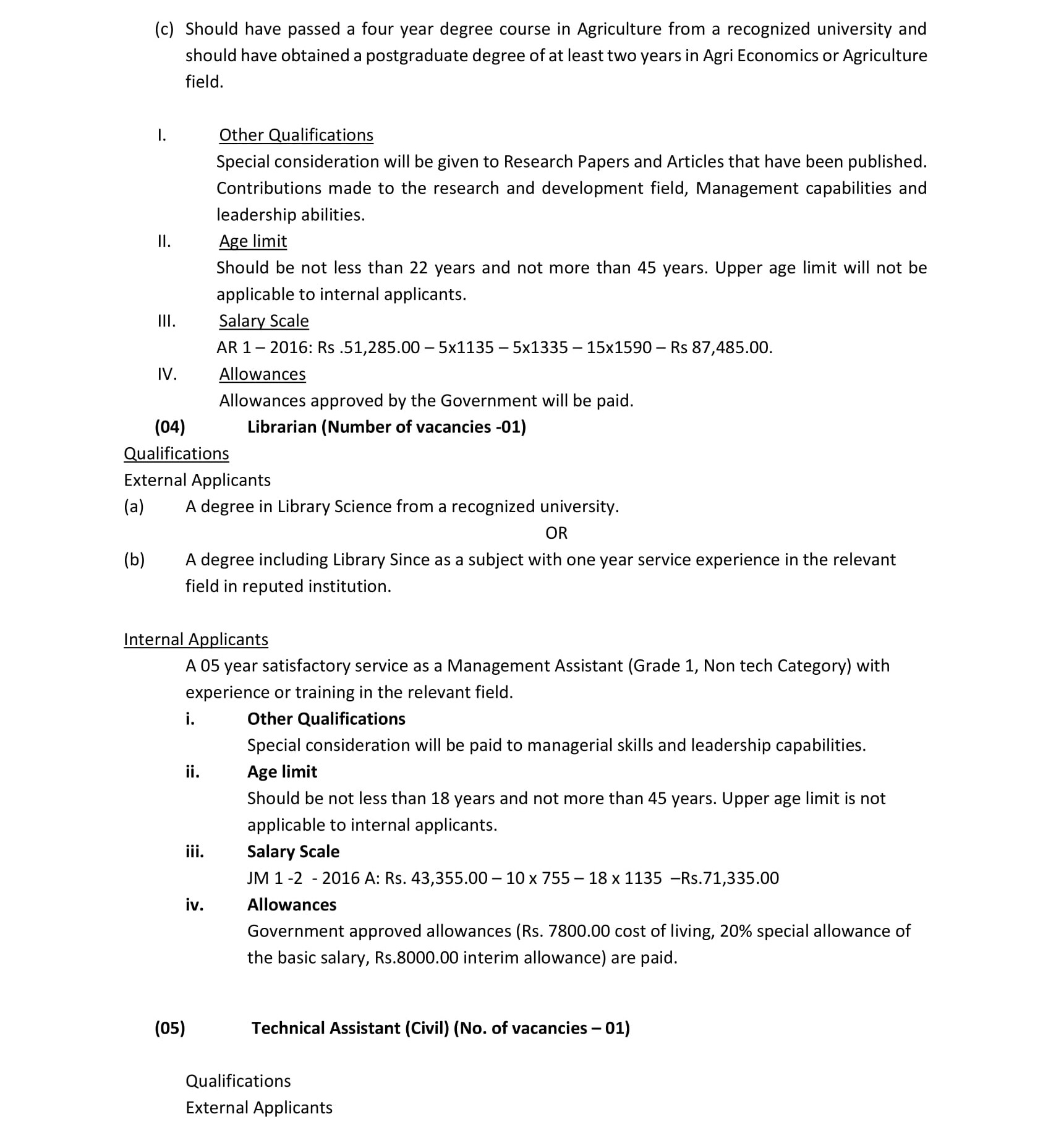 Research Officer, Mechanical Engineer, Extension Officer, Librarian, Technical Assistant (Civil, Mechanical/Electrical), Extension Assistant - National Institute of Post Harvest Management