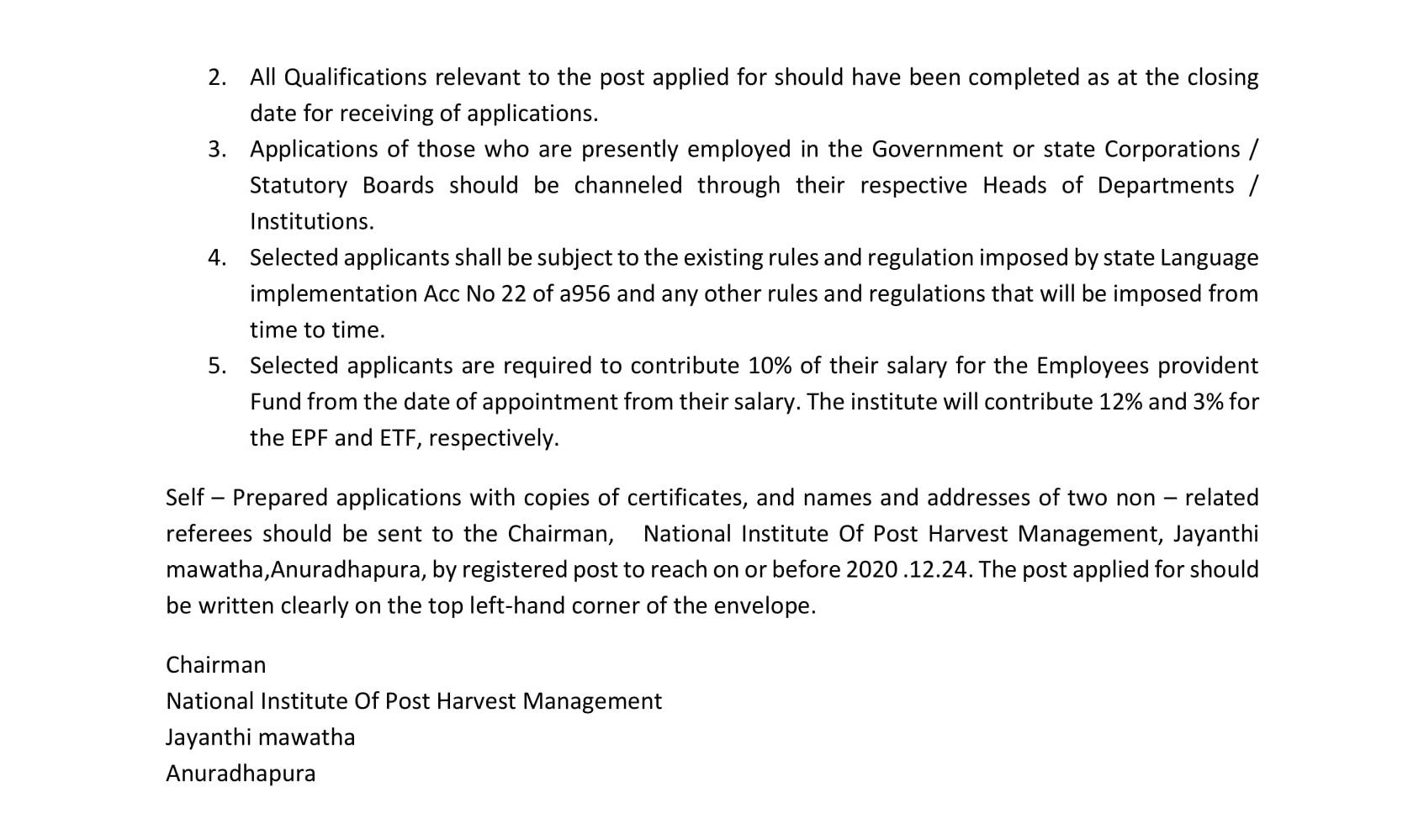Research Officer, Mechanical Engineer, Extension Officer, Librarian, Technical Assistant (Civil, Mechanical/Electrical), Extension Assistant - National Institute of Post Harvest Management