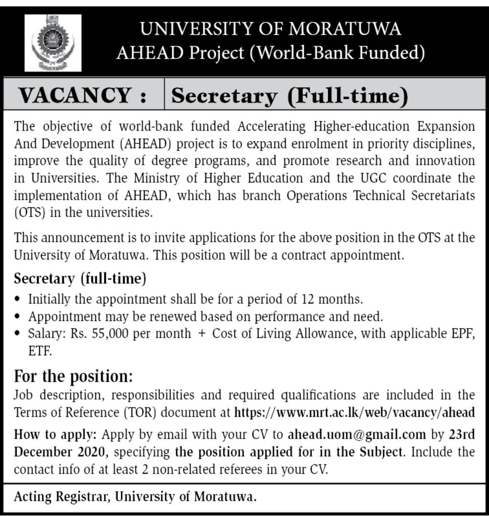 Secretary - University of Moratuwa