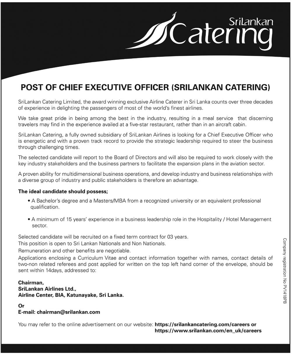 Chief Executive Officer - Sri Lankan Catering