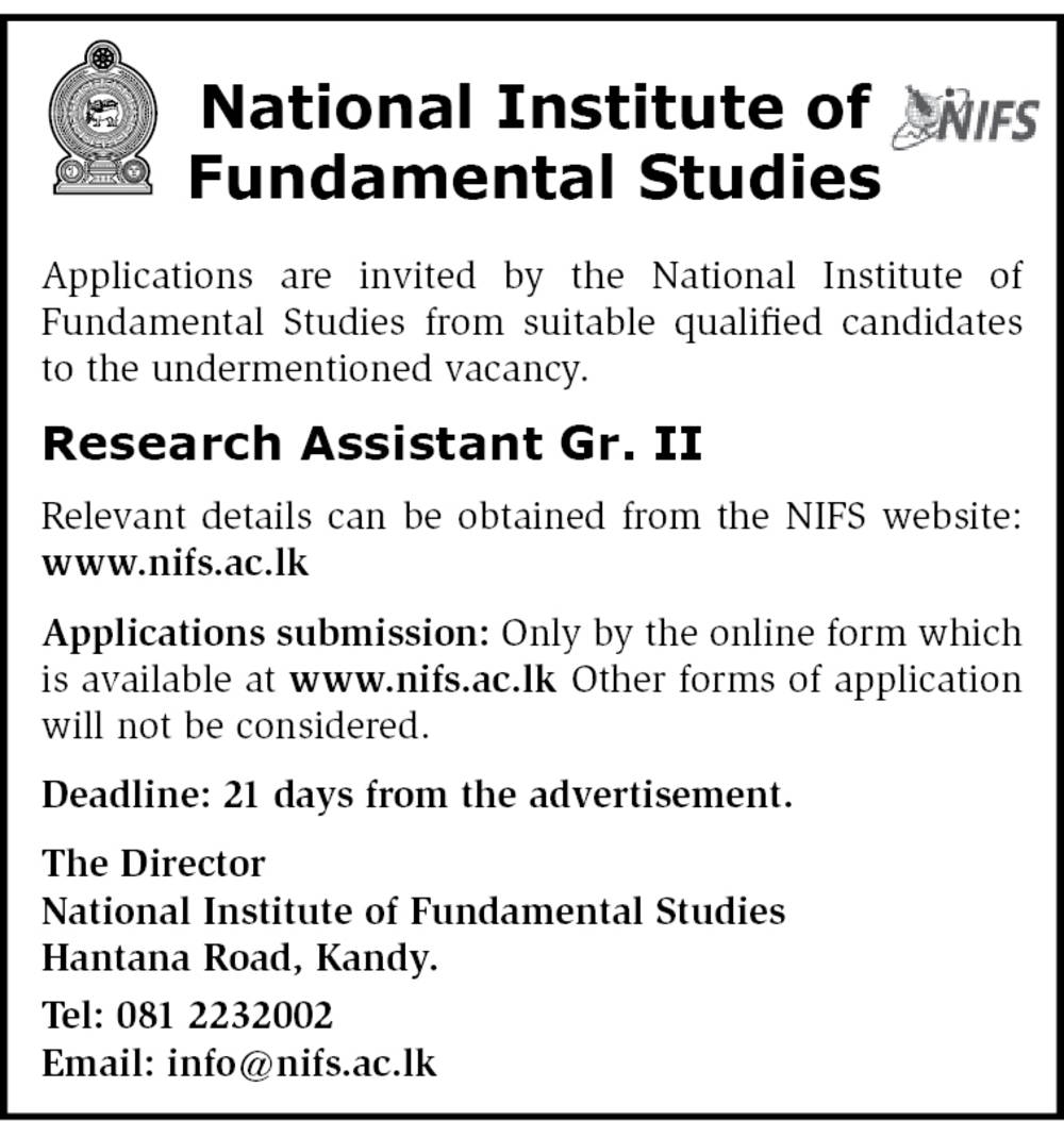 Research Assistant - National Institute of Fundamental Studies