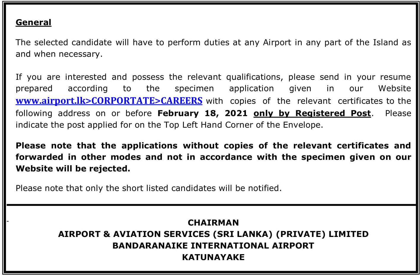 Civil Engineer - Airport & Aviation Services (Sri Lanka) Limited