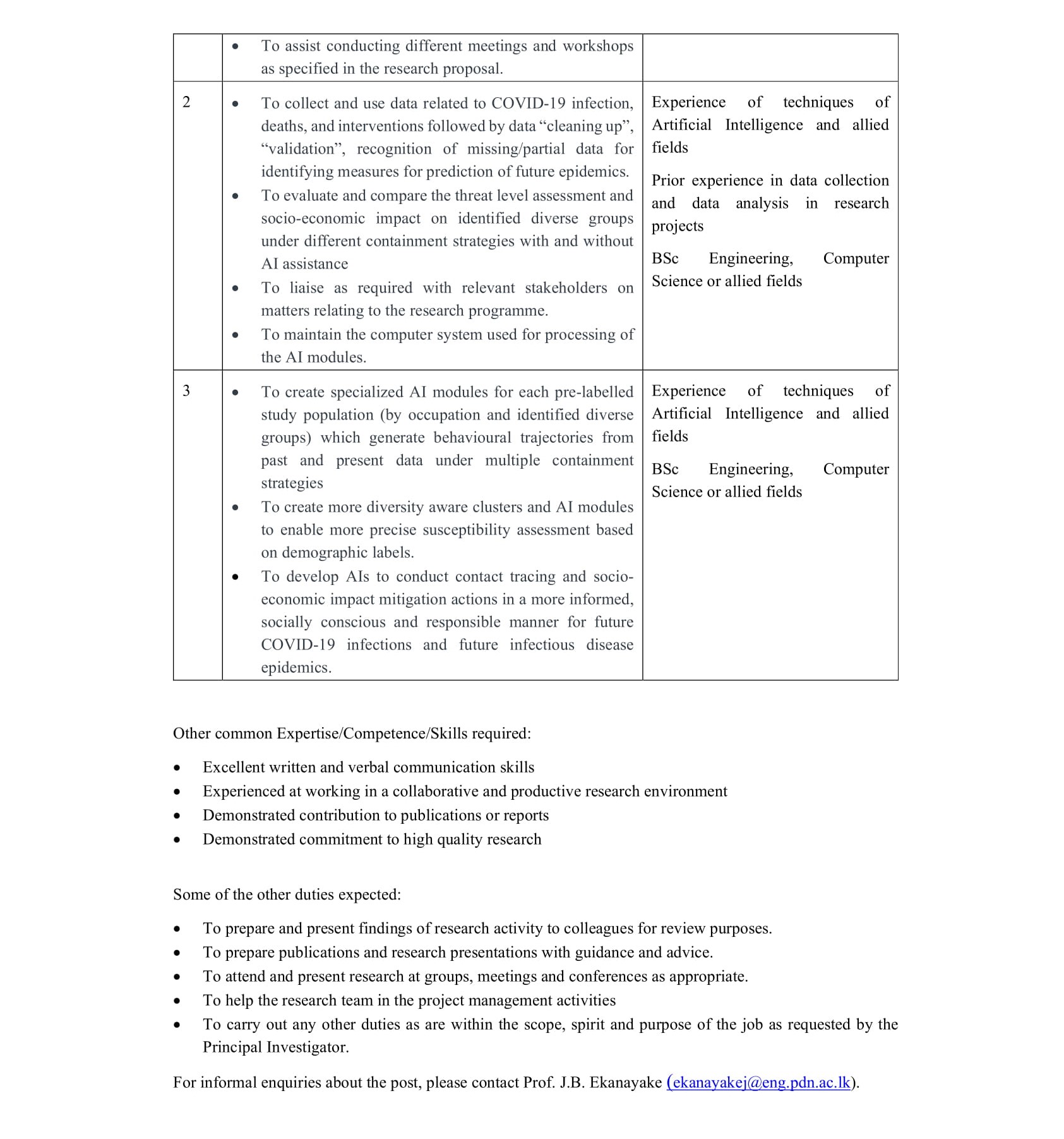 Research Assistant - University of Peradeniya