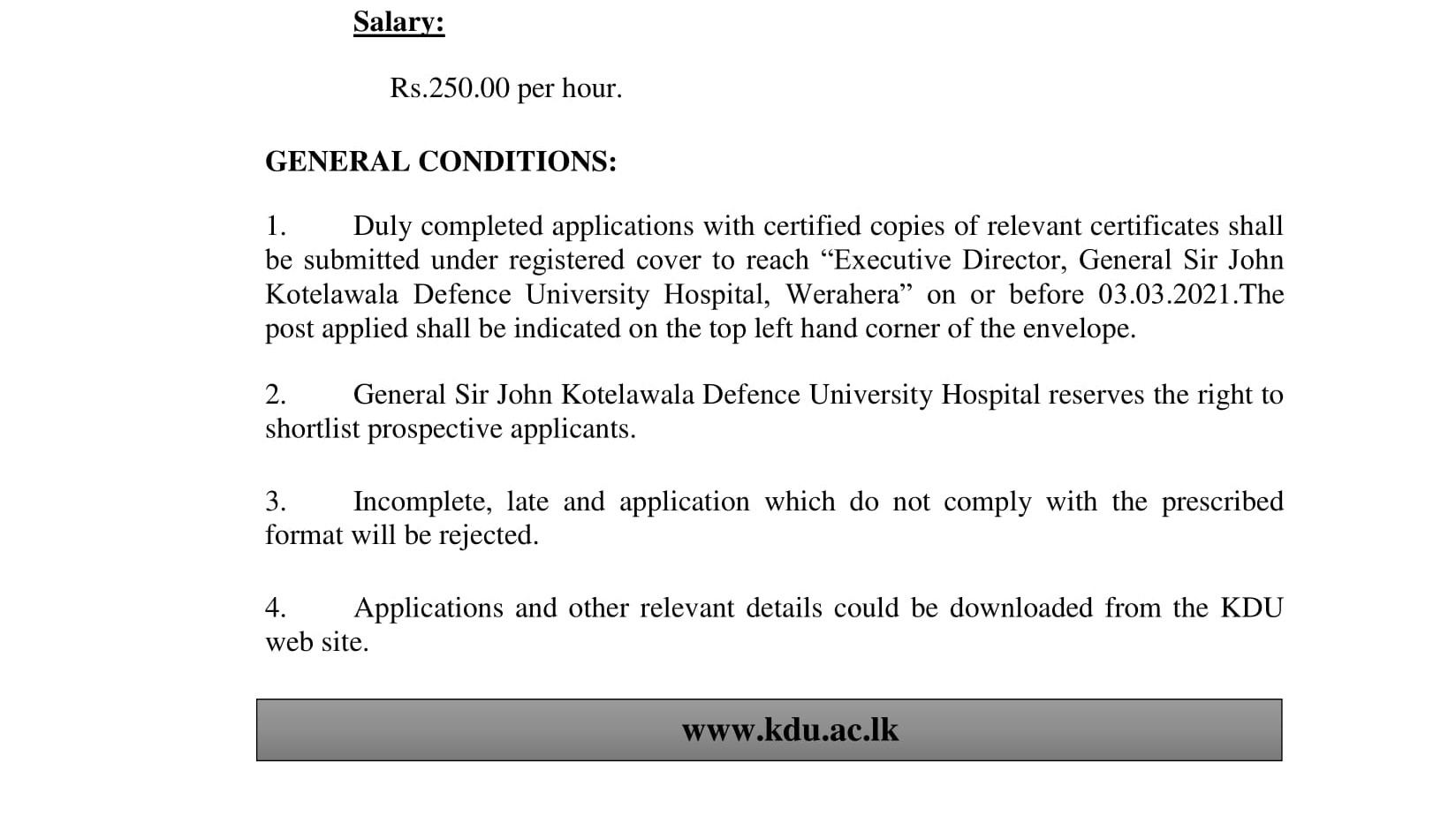 Nursing Assistant - University Hospital - General Sir john Kotelawala Defence University