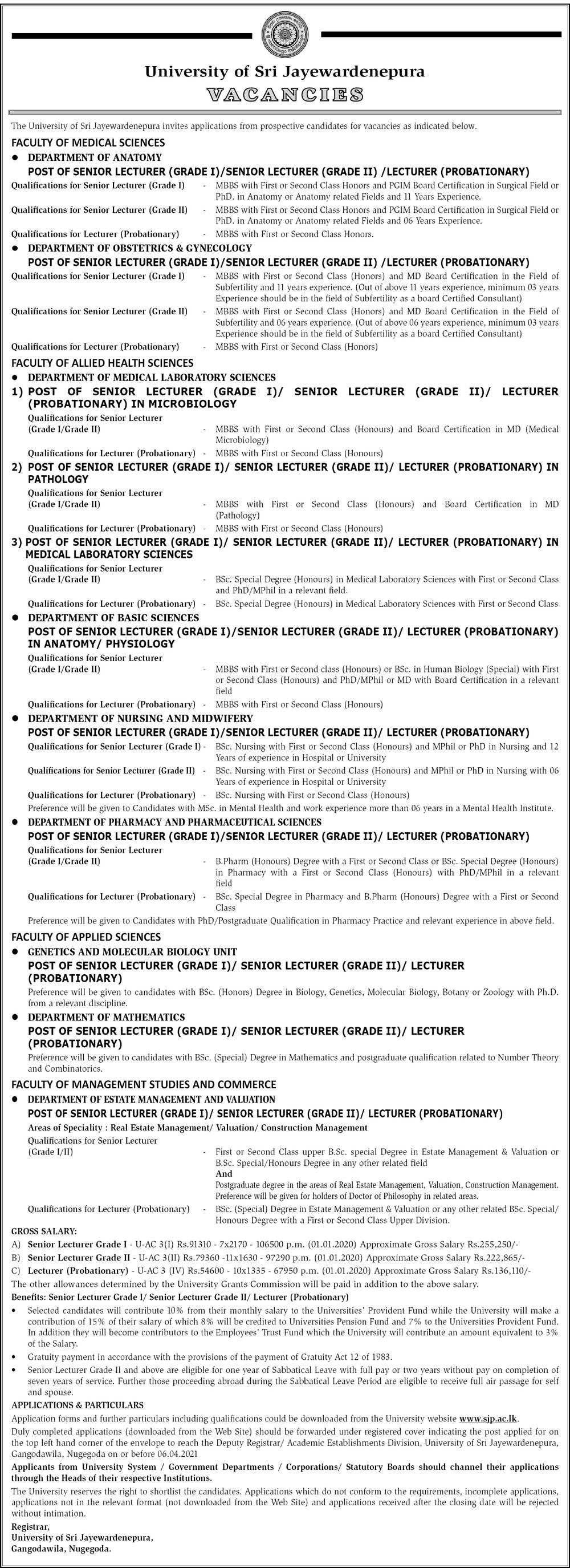 Senior Lecturer, Lecturer - University of Sri Jayewardenepura