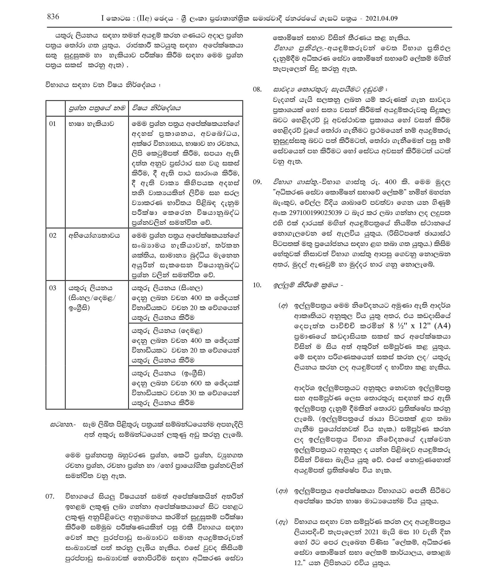 Court Typist (Sinhala/Tamil/English) (Open) - Judicial Service Commission