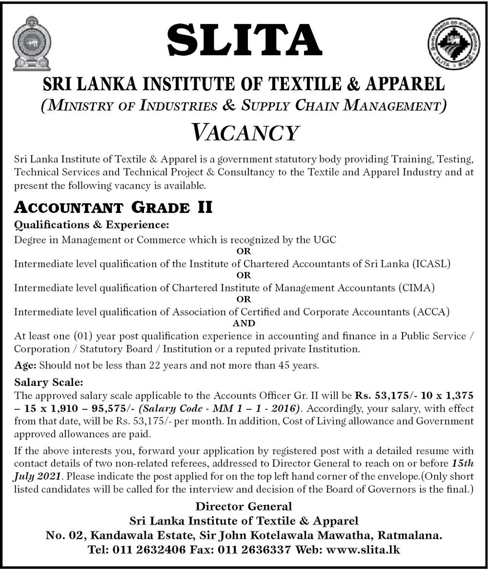 Accountant - Institute of Textile & Apparel