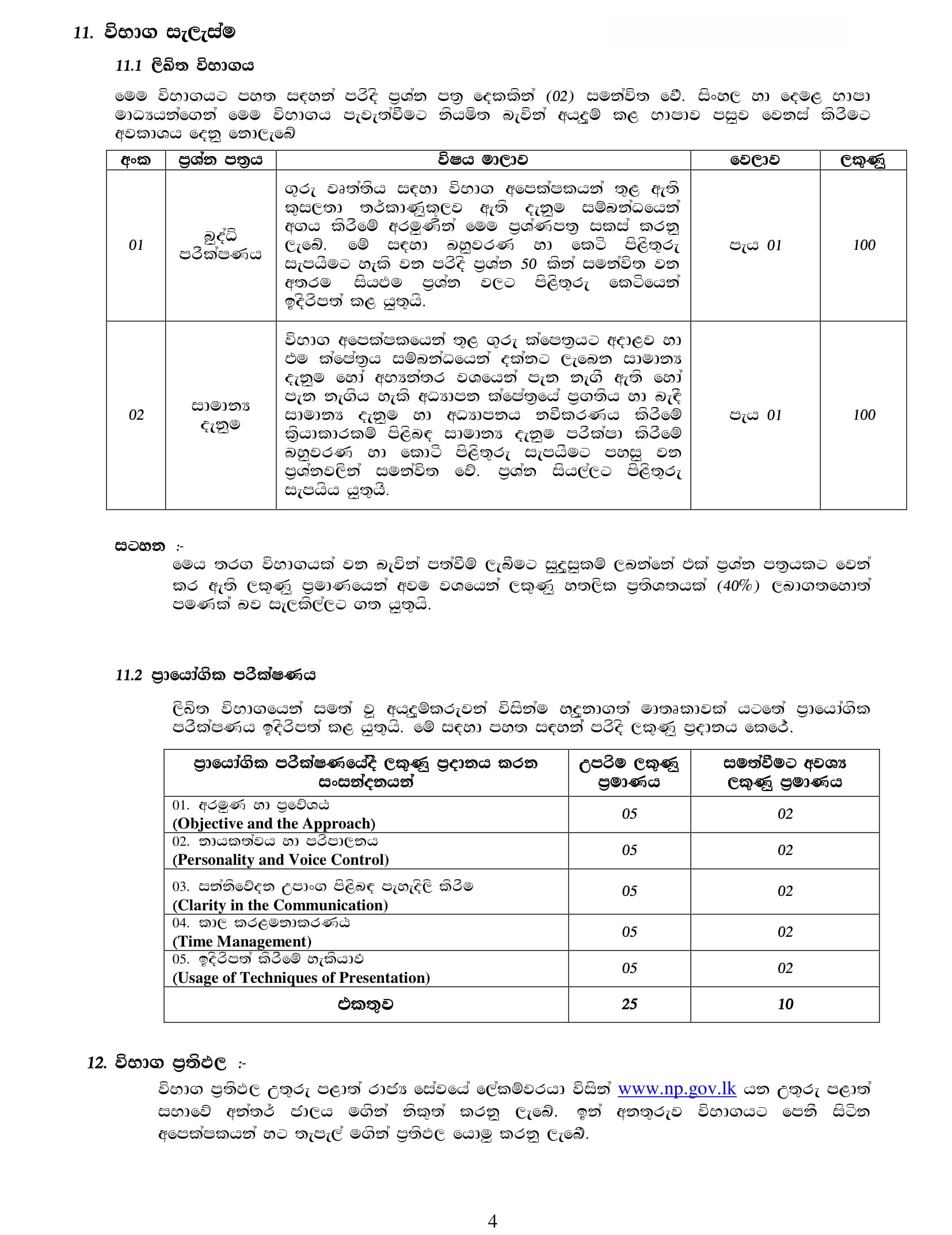 Teacher Vacancies (English Diploma Holders) - Northern Provincial Public Service