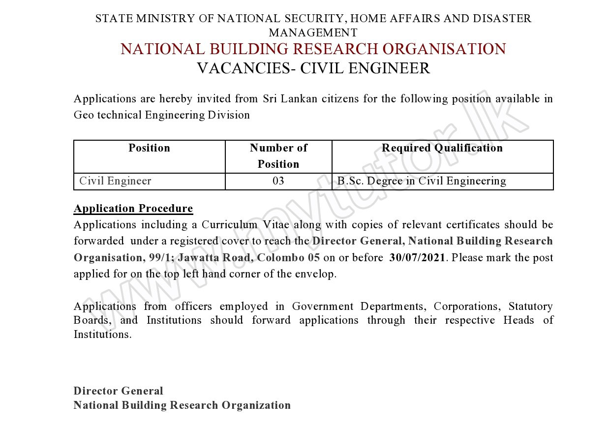 Civil Engineer - National Building Research Organisation