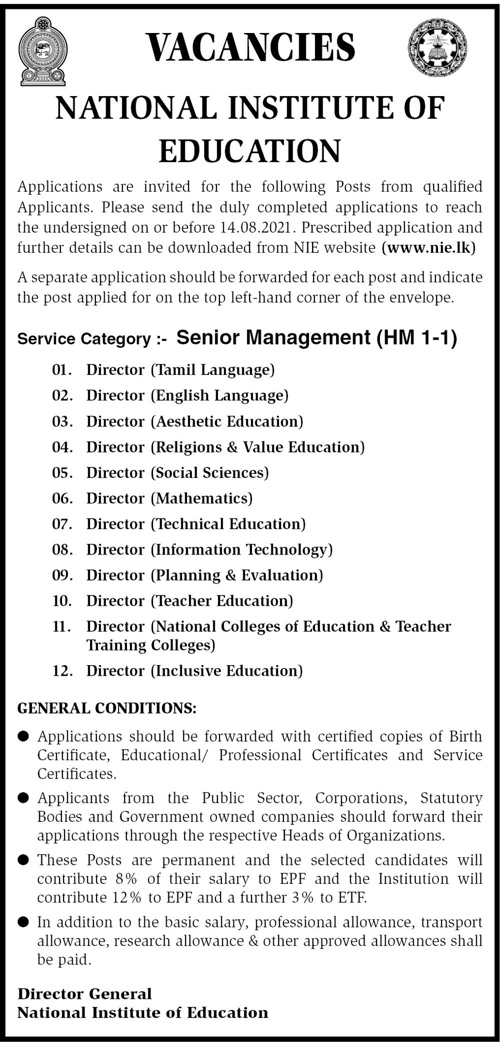 Director - National Institute of Education