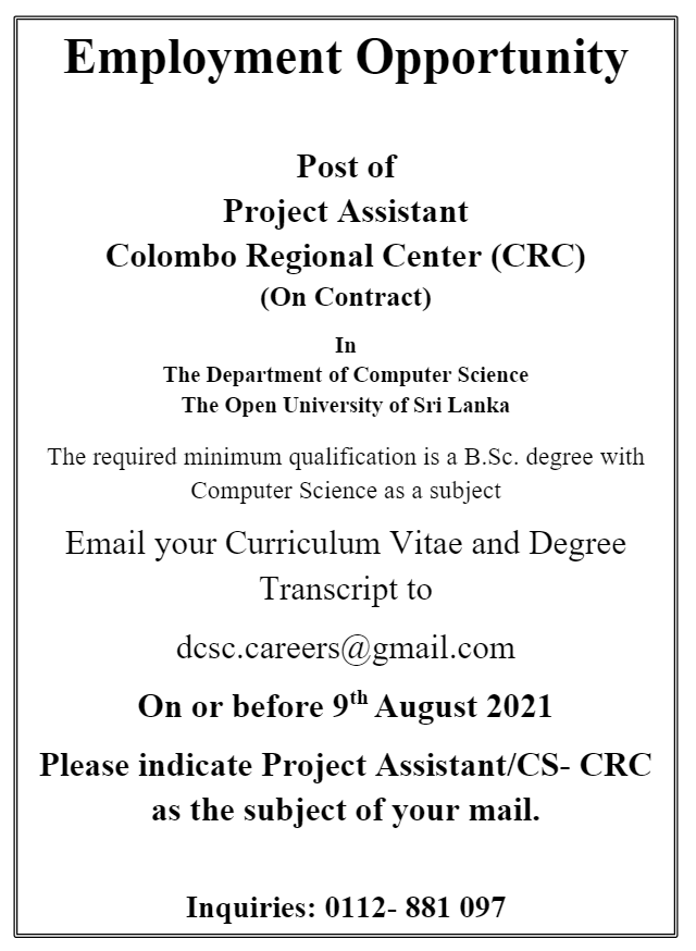 Project Assistant - The Open University of Sri Lanka