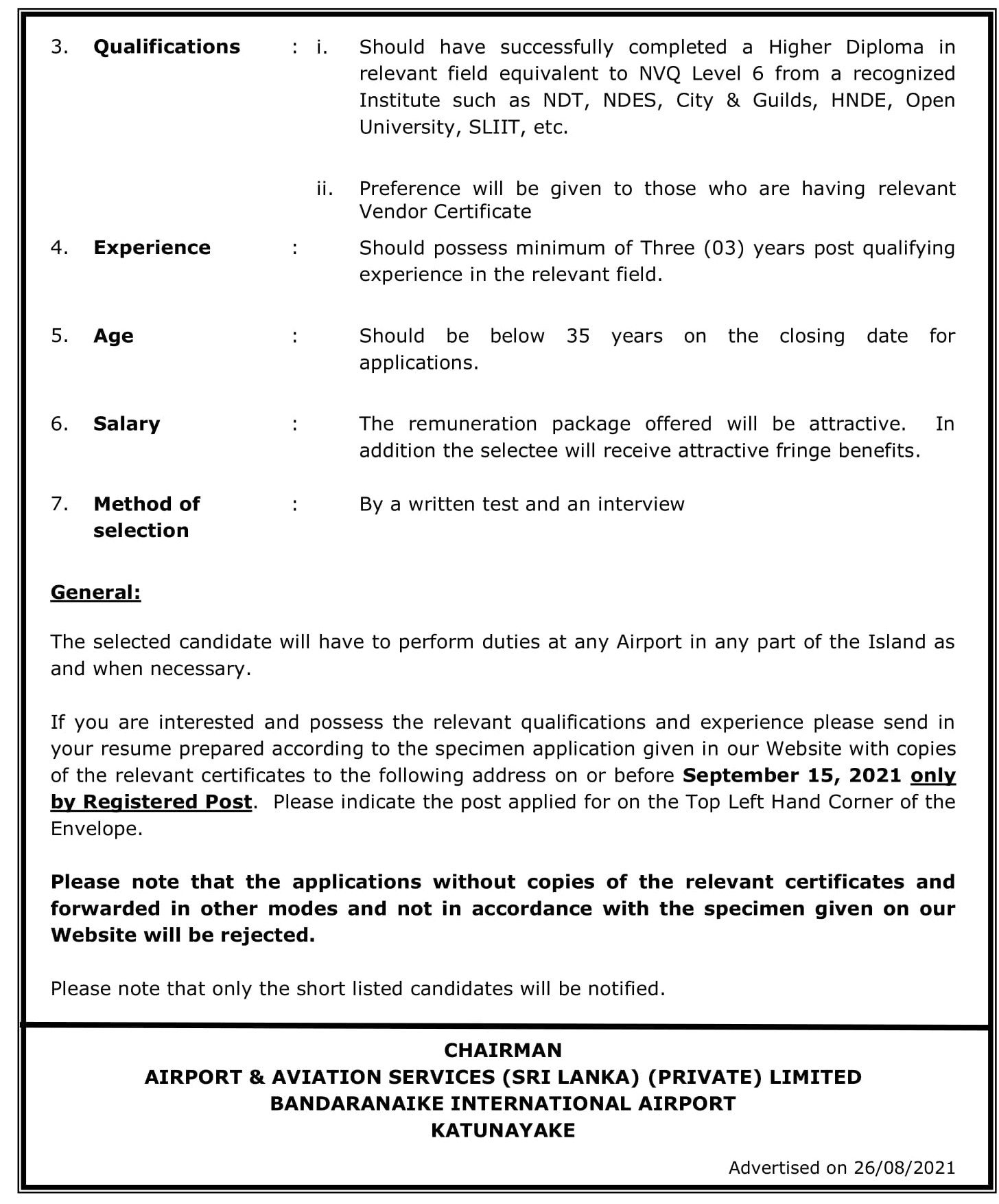 Systems Administrator - Airport & Aviation Services (Sri Lanka) (Private) Limited