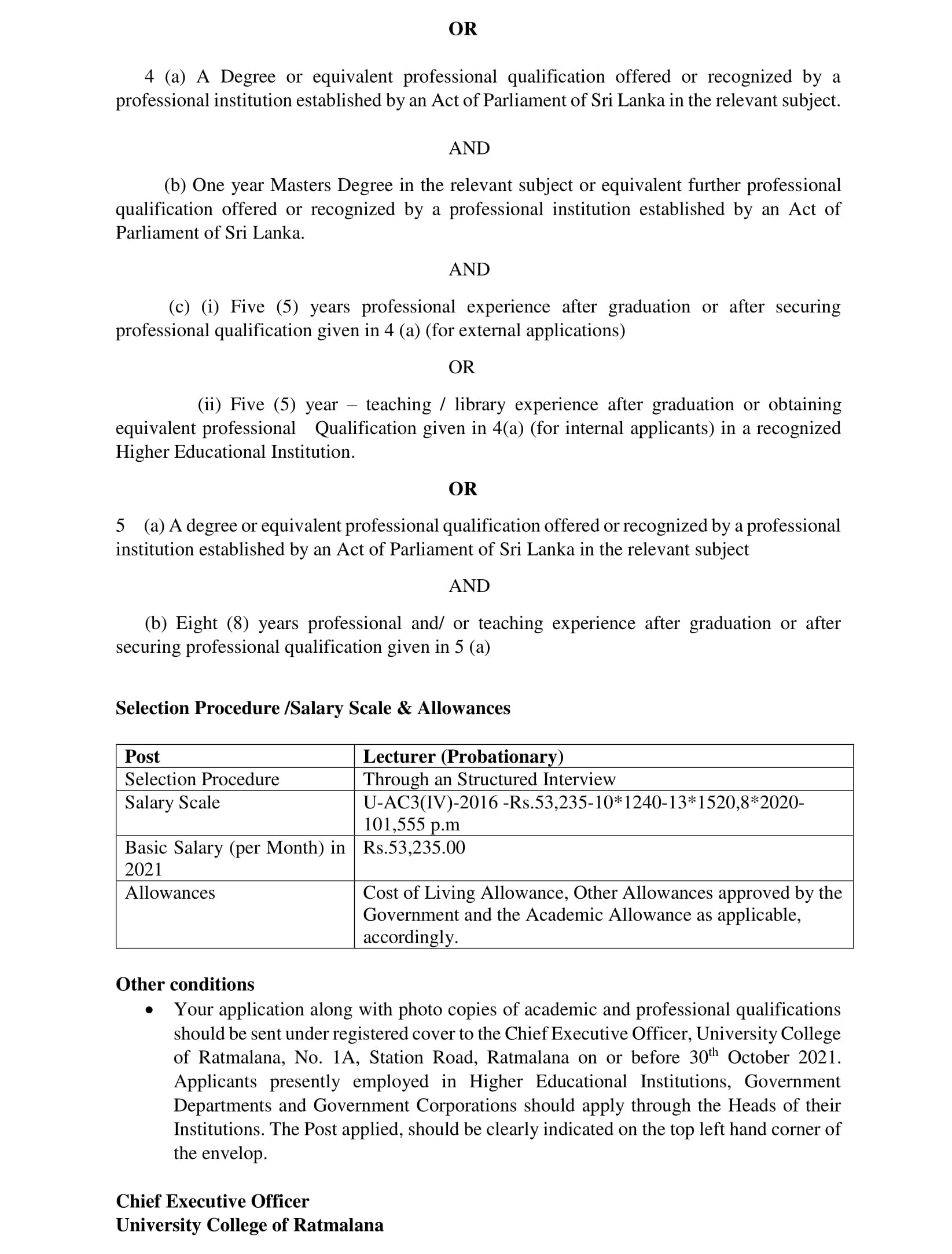 Lecturer - University College of Rathmalana - University of Vocational Technology