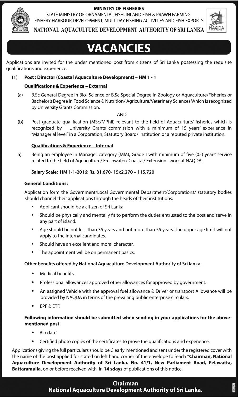 Director - National Aquaculture Development Authority of Sri Lanka 