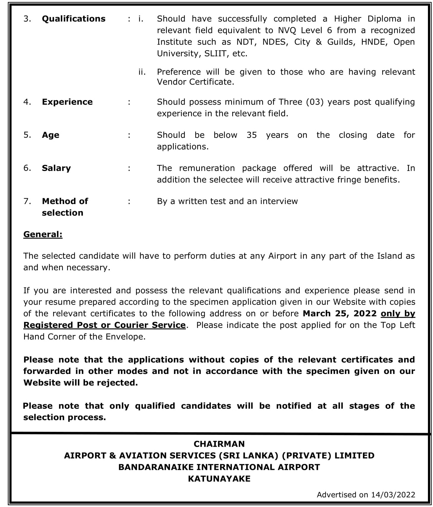 Network Administrator - Airport & Aviation Services (Sri Lanka) (Private) Limited