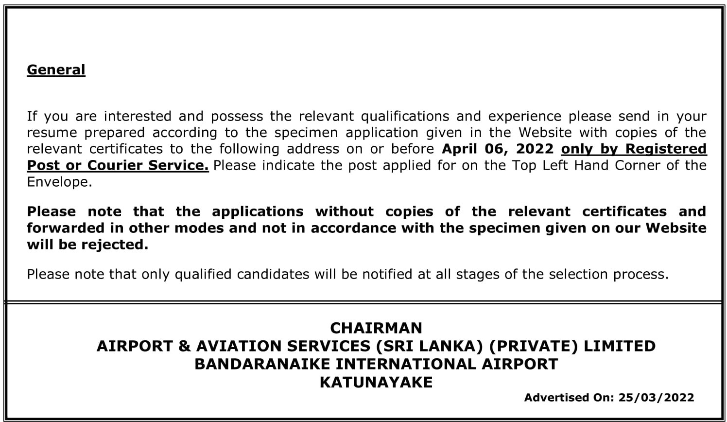 Team Leader - Airport & Aviation Services (Sri Lanka) (Private) Limited