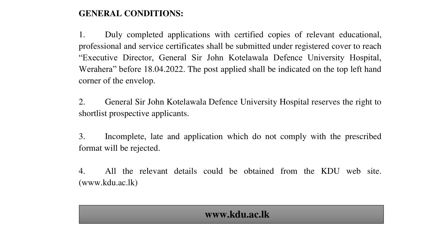 Trainee Ophthalmic Technologist, Trainee ECG Recordist, Trainee EEG/ EMG Recordist - University Hospital - General Sir John Kotelawala Defence University