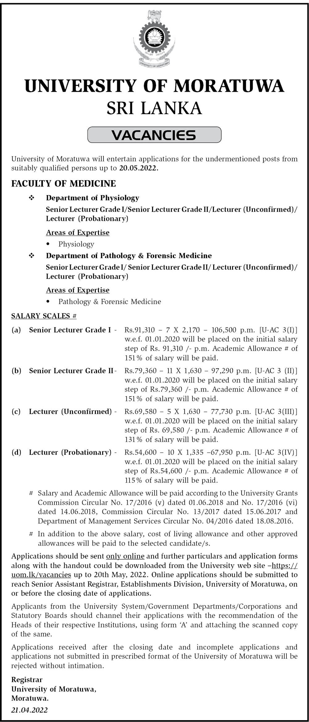 Senior Lecturer, Lecturer - University of Moratuwa 