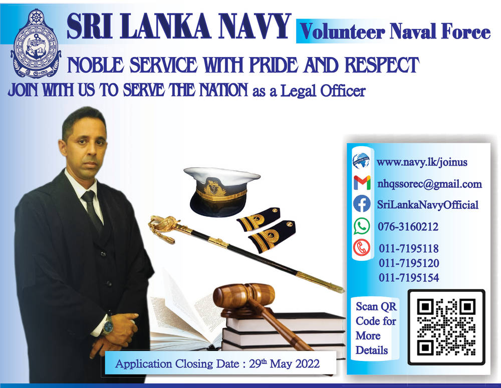 Legal Officer, Architect, Nursing Tutor - Volunteer Naval Force - Sri Lanka Navy