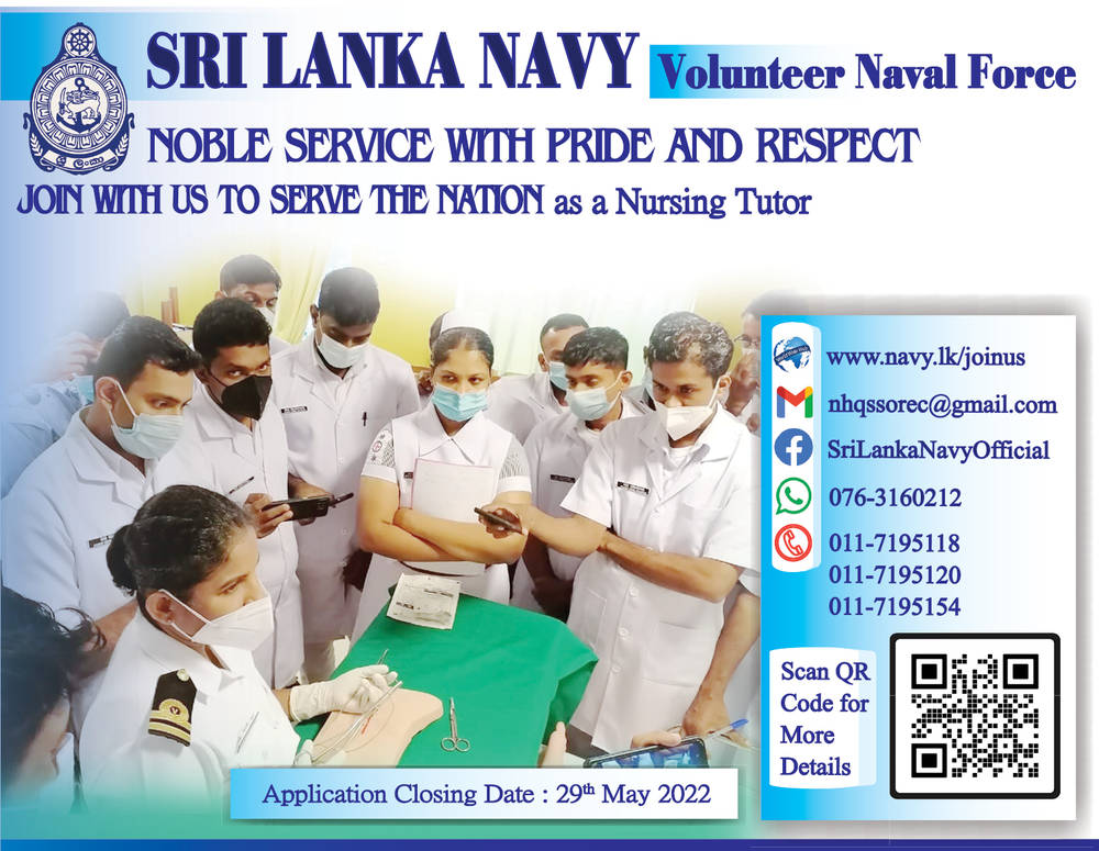 Legal Officer, Architect, Nursing Tutor - Volunteer Naval Force - Sri Lanka Navy