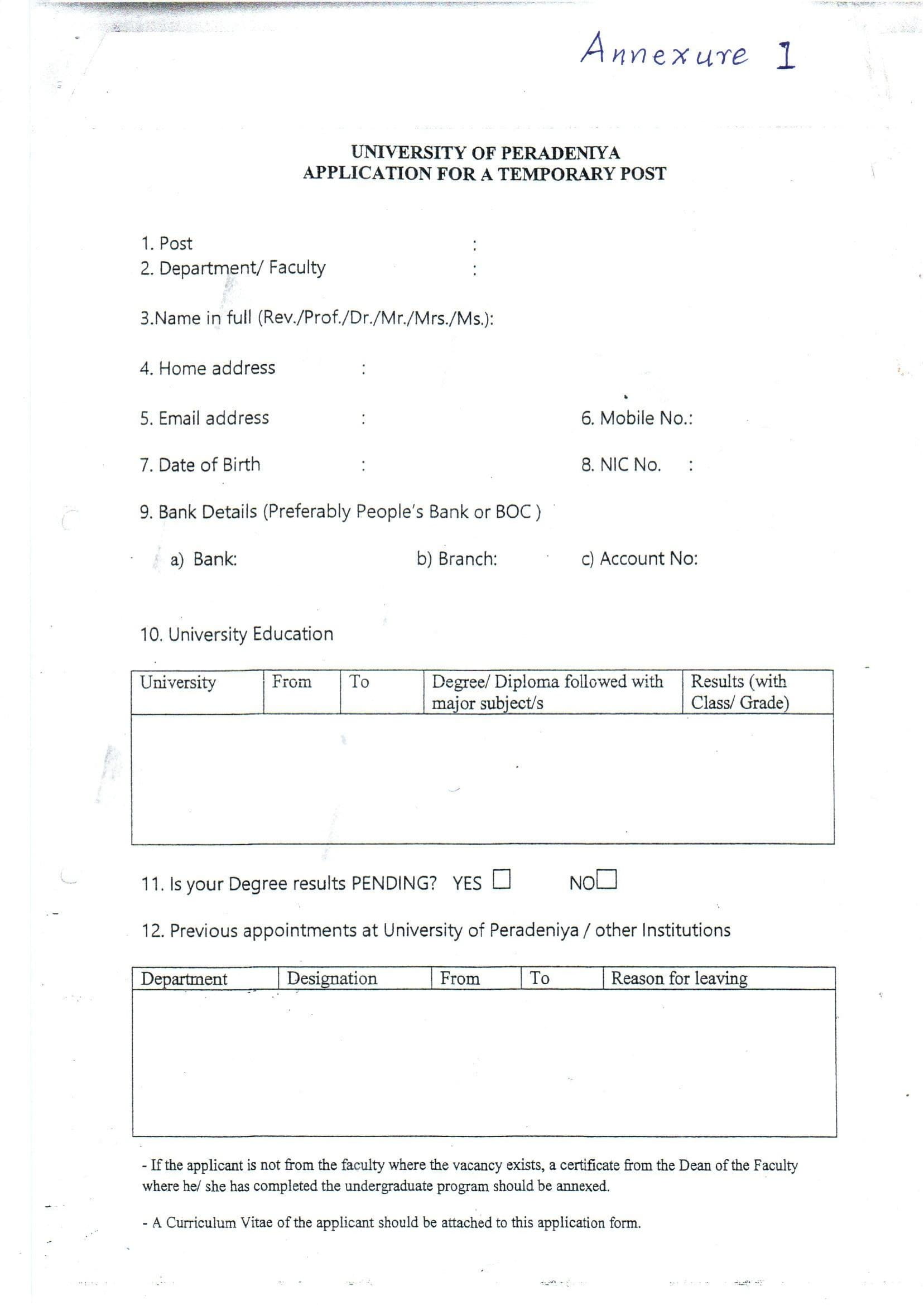 Lecturer, Senior Lecturer - University of Peradeniya