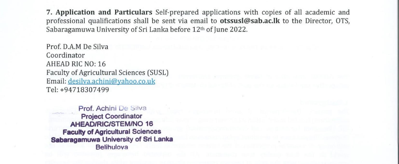 Research Assistant - Sabaragamuwa University of Sri Lanka