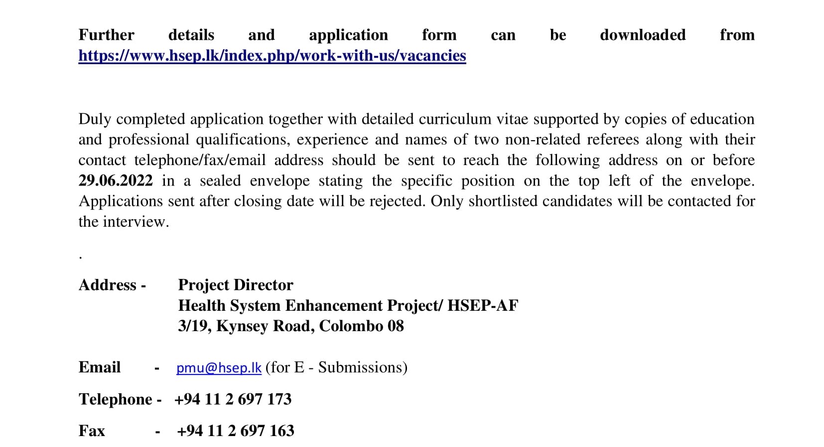 Project Engineer - North Central Province - Ministry of Health