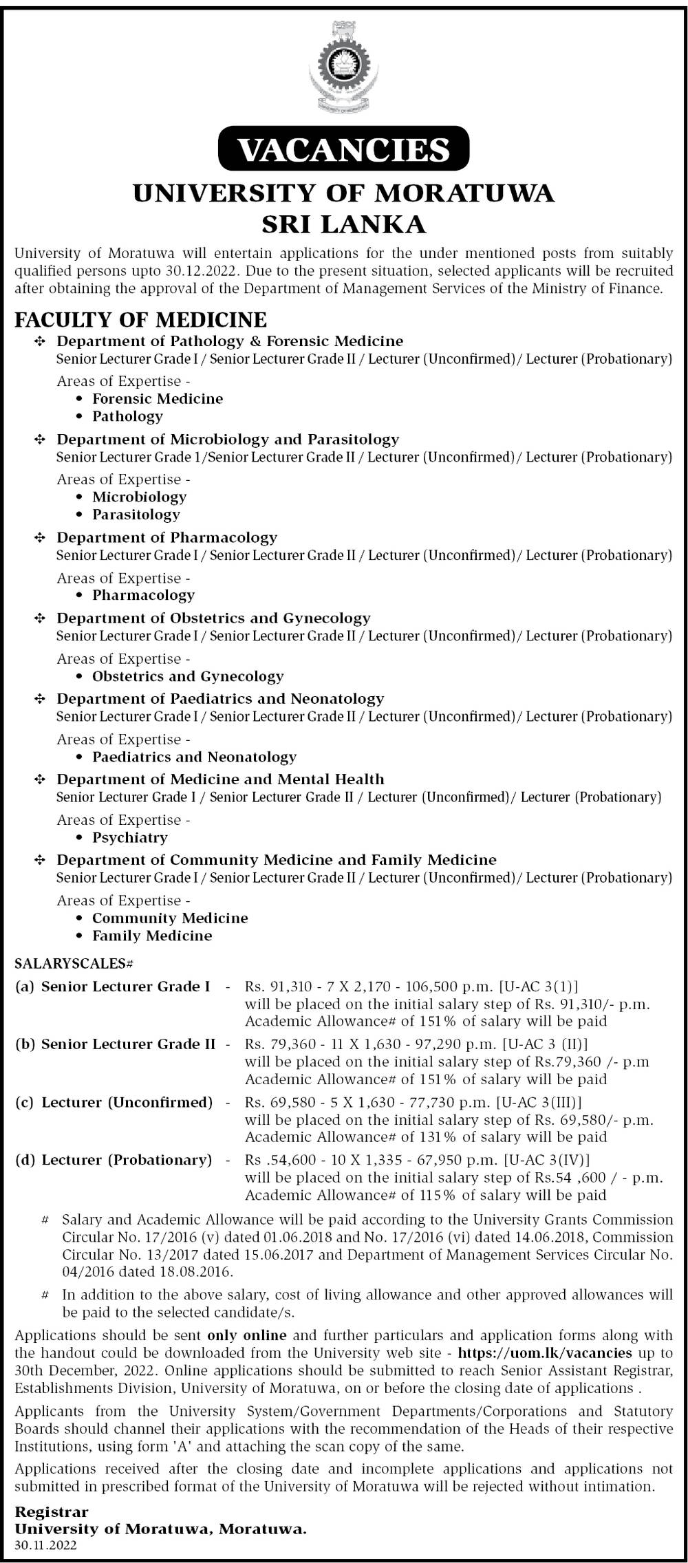 Senior Lecturer, Lecturer - University of Moratuwa