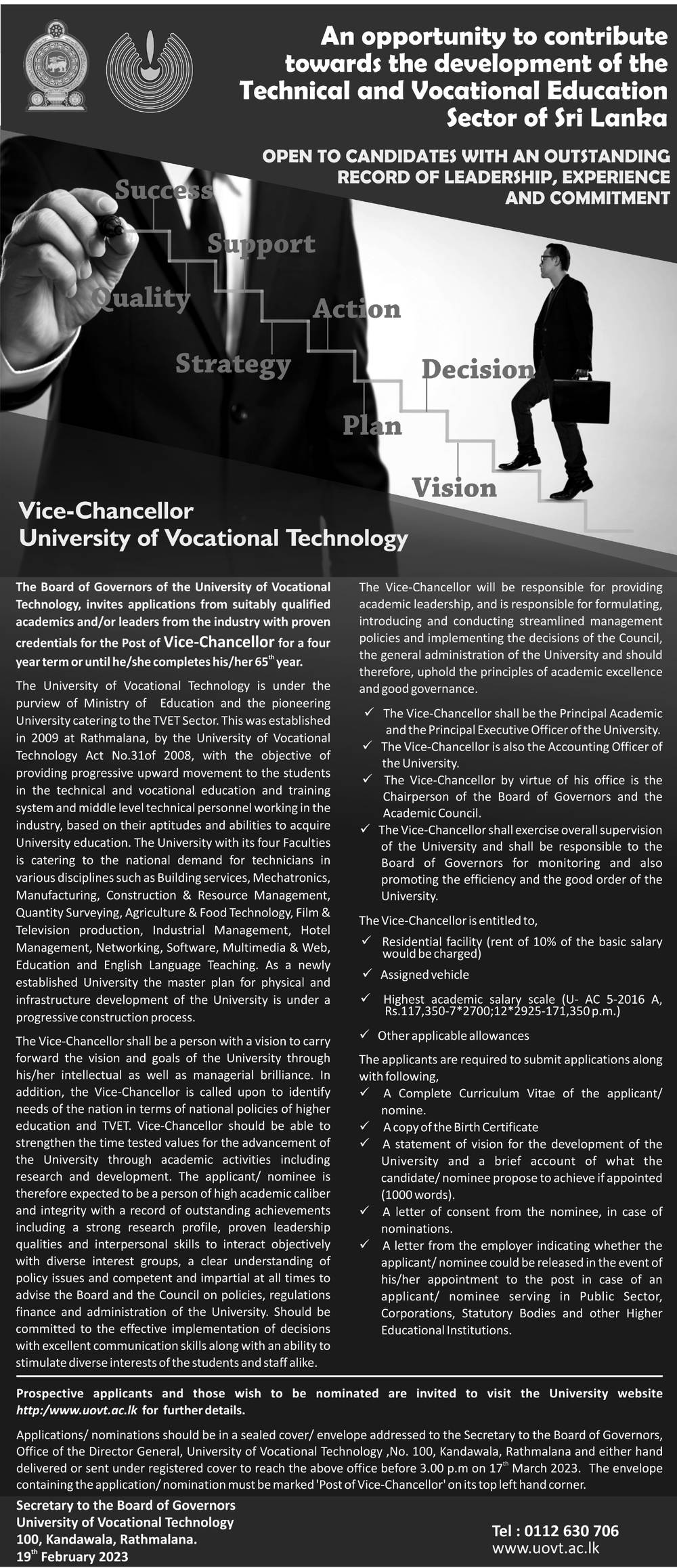 Vice Chancellor - University of Vocational Technology