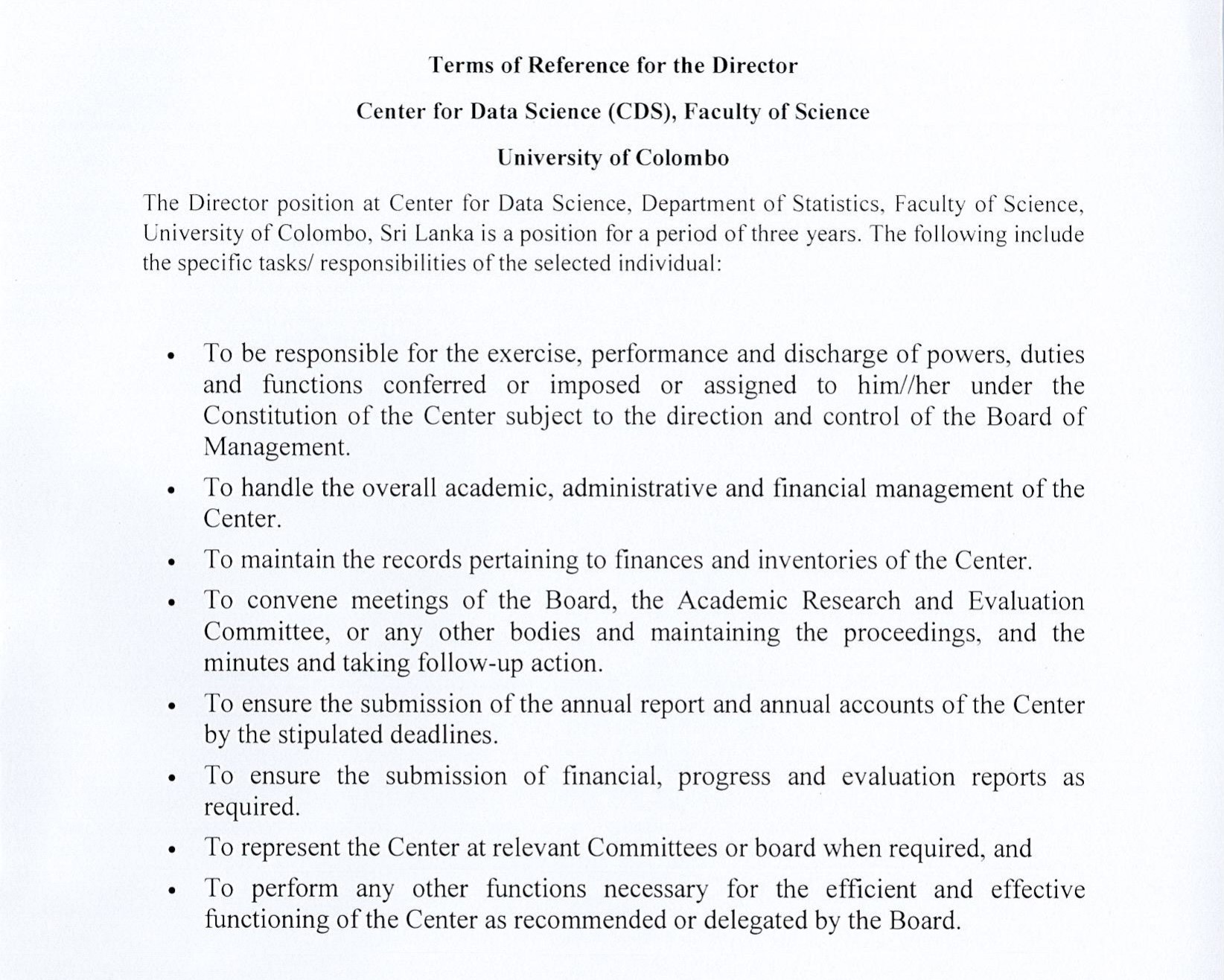 Director - University of Colombo
