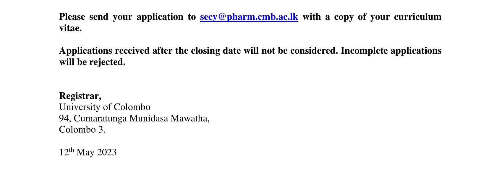 Demonstrator - University of Colombo