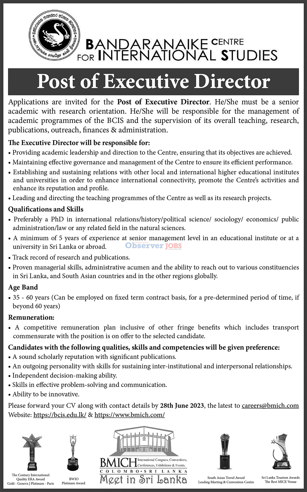 Executive Director - Bandaranaike Centre for International Studies