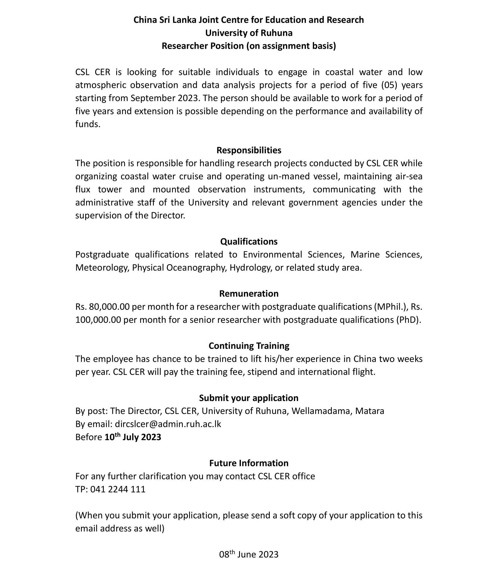 Researcher - University of Ruhuna