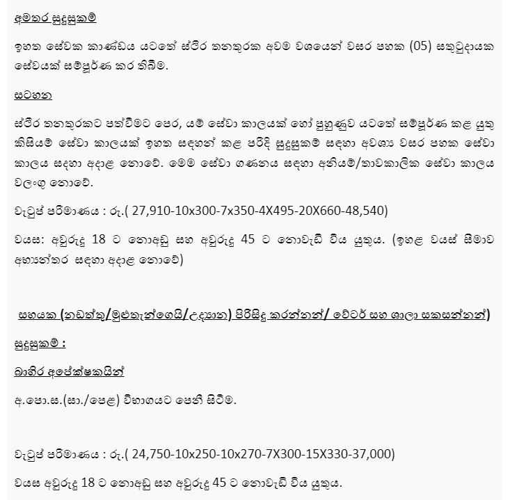 Management Assistant, Business Promotion Manager, Account Officer, Supplies Officer, Helper - Sri Lanka Foundation