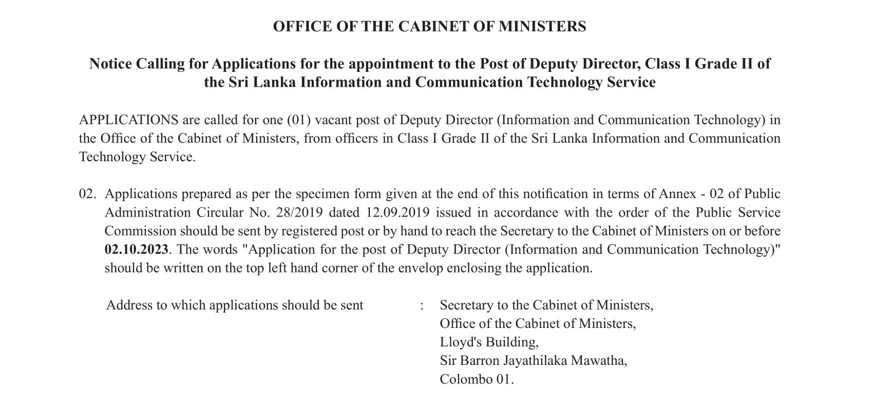 Deputy Director - Office of the Cabinet of Ministers