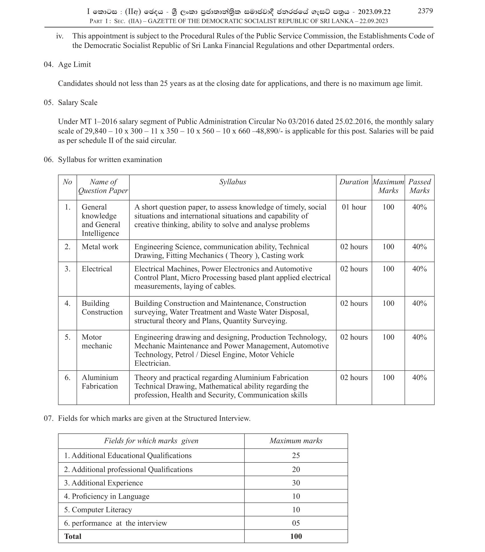 Demonstrator (Limited) - Development of Technical Education & Training